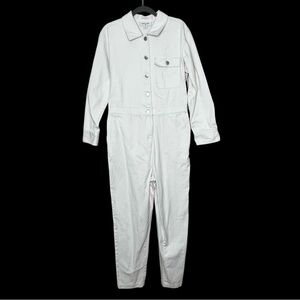 Sandy Laing Target Womens 6 Cream Denim Jumpsuit Cropped Button Front Coveralls